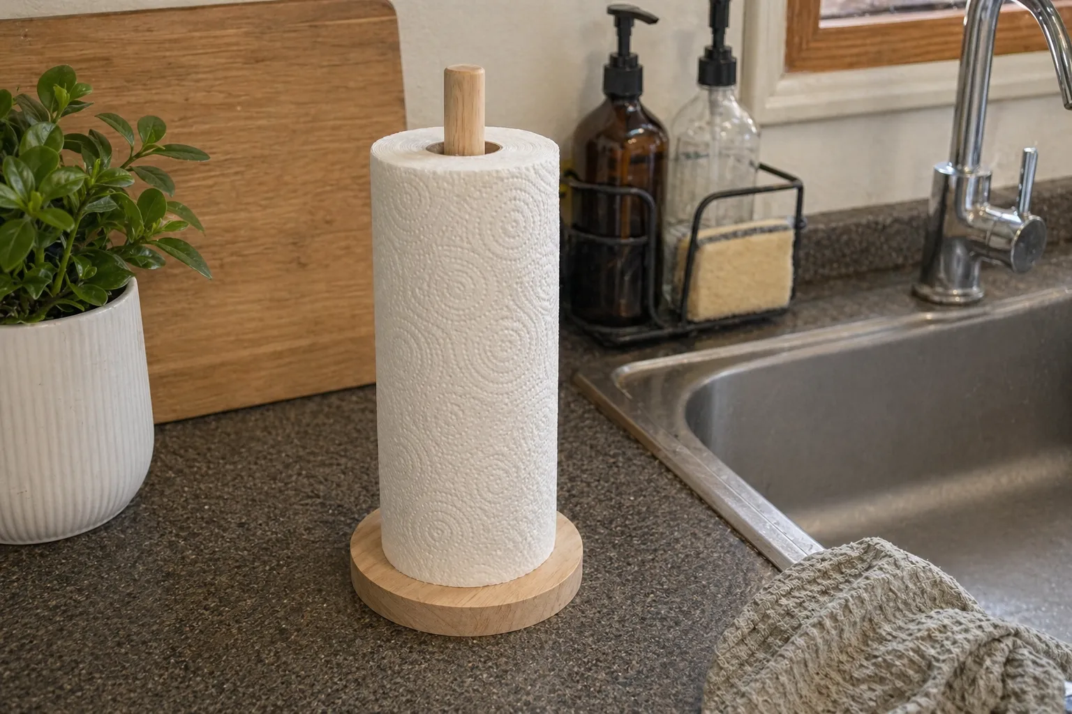 나무 키친타월 홀더