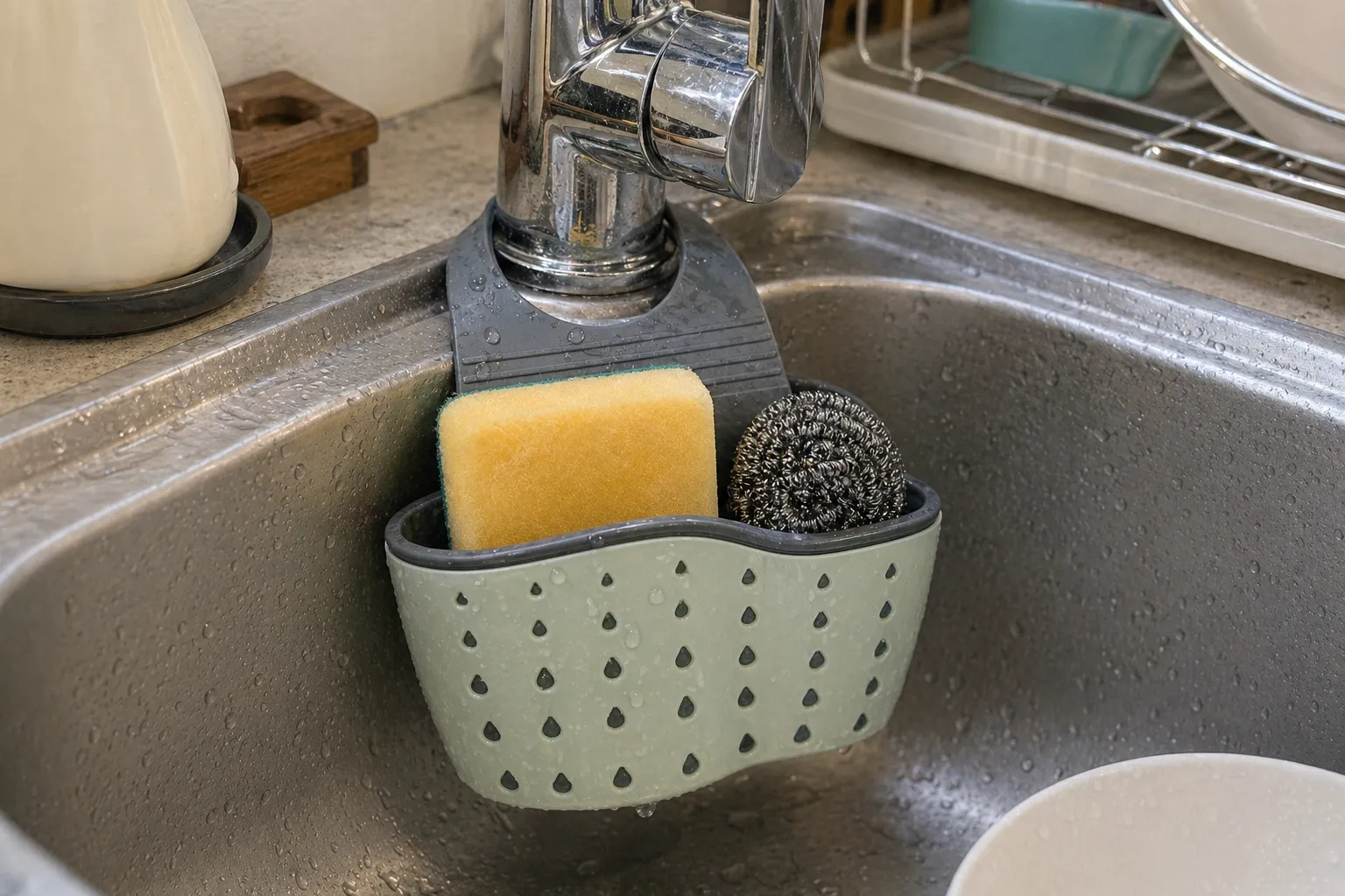 수도꼭지 걸이형 스펀지 바구니