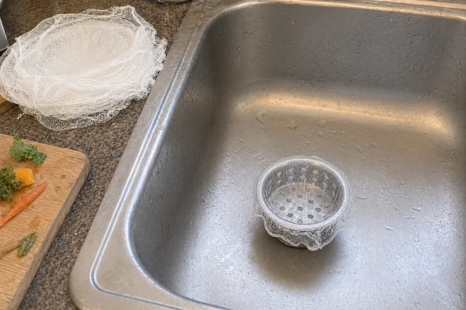 배수구에 씌운 메쉬 거름망