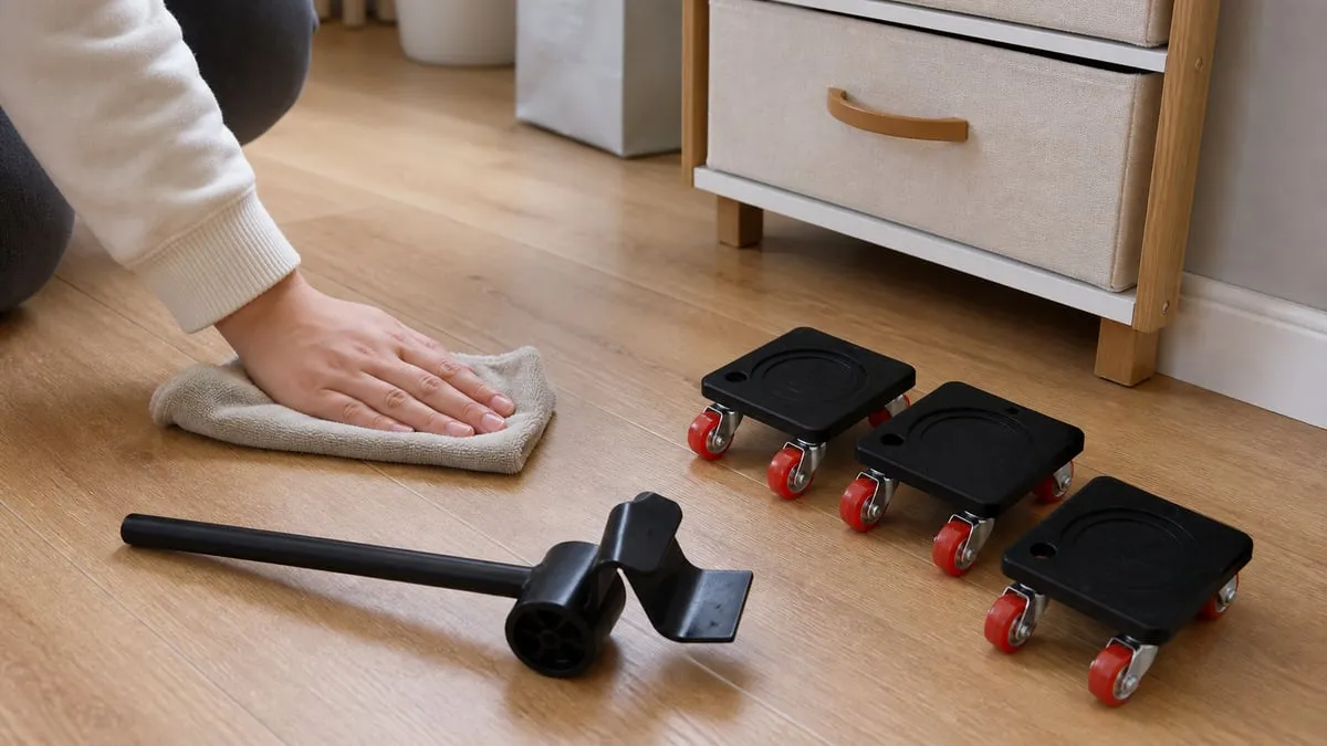 Wiping the floor before placing the furniture moving sliders