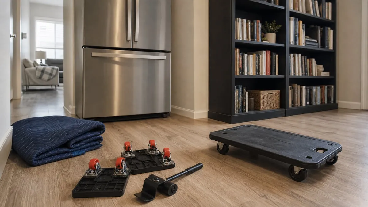 Small sliders left unused near a refrigerator and loaded bookcase