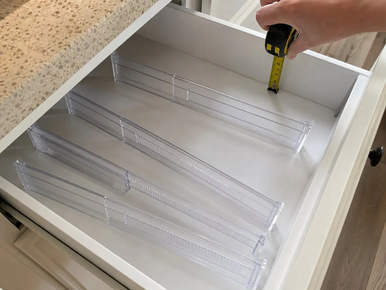 Measuring the usable depth and height inside an open drawer