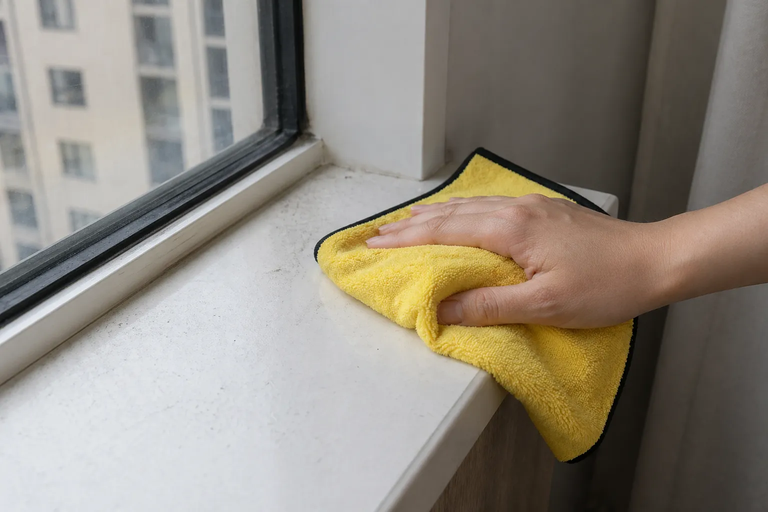 Yellow microfiber cleaning cloth